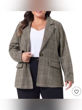 Agnes Orinda Women’s 3X Plaid One Button Blazer Jacket